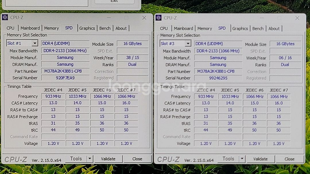 삼성 DDR4 2132 B다이 16G 2장,8G 2장--3