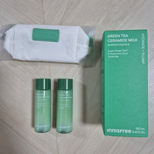 (새상품)이니스프리 그린티 세라마이드 밀크에센스 파우치