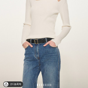 (새상품)2025 한섬 타임 언밸런스 넥 컷아웃 니트