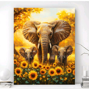 해바라기와 코끼리 보석십자수 주문제작해드려요