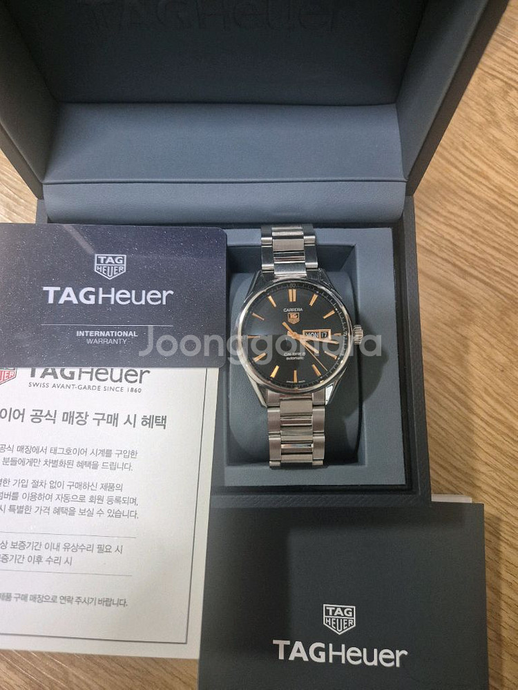 태그호이어 까레라 칼리버5 로즈골드 가죽스트랩포함--1