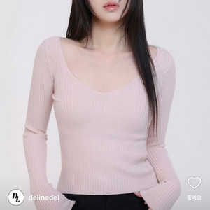 델라인 maybe 딥브이넥 니트 핑크 수지 니트