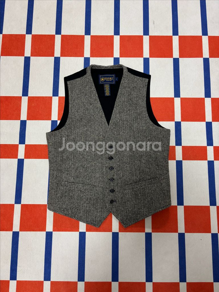 폴로 헤링본 울 베스트 랄프로렌 럭비 수트 조끼--0