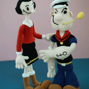 뽀빠이와 올리브 손뜨개 인형 (계좌거래)