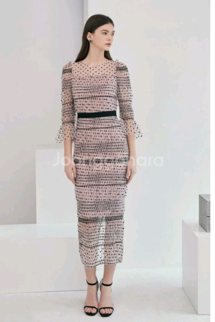 에스블랑 시스루 도트 롱원피스 55사이즈--0