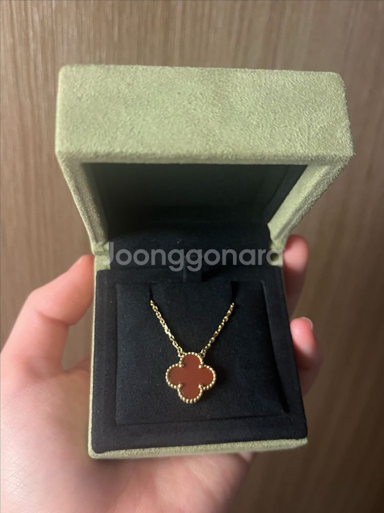 (반클리프 목걸이) 빈티지 알함브라 펜던트 커넬리언--2