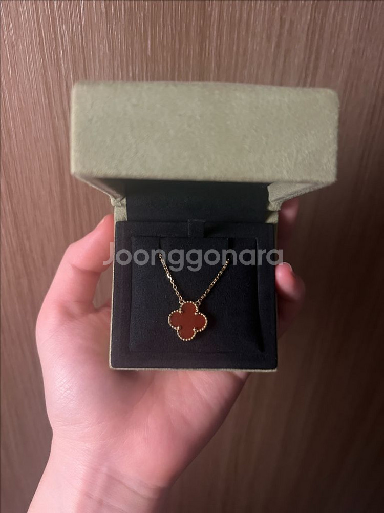 (반클리프 목걸이) 빈티지 알함브라 펜던트 커넬리언--3