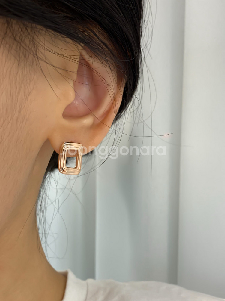 스퀘어 웨이브 귀걸이 로골14k--0