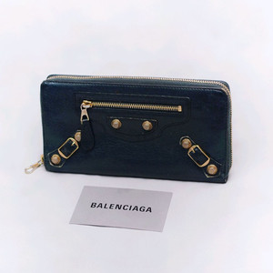 발렌시아가 자이언트 컨티넨탈 모터 지퍼라운드 장지갑