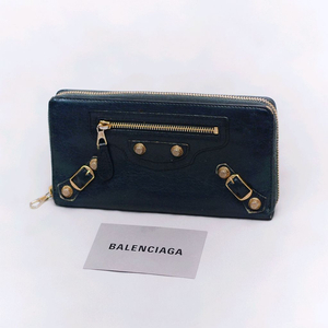 발렌시아가 자이언트 컨티넨탈 모터 지퍼라운드 장지갑