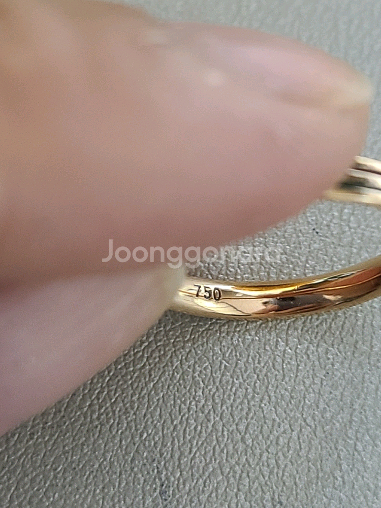 18k핑크골드 삼선 줄 반지--9