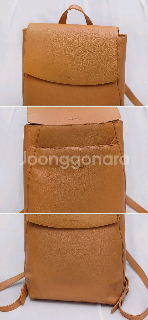 만다리나덕 루나 사피아노 레더 미디엄 백팩 오커브라운--3