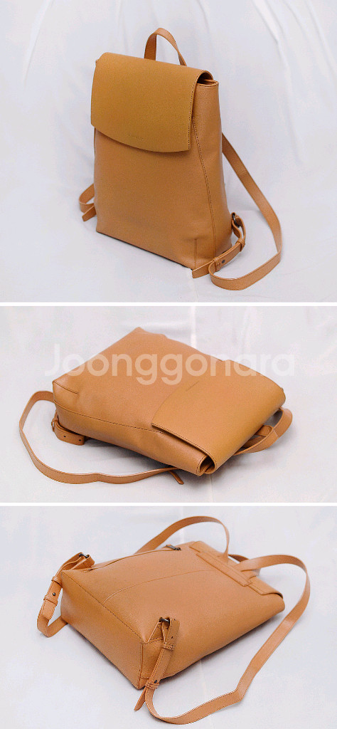 만다리나덕 루나 사피아노 레더 미디엄 백팩 오커브라운--2