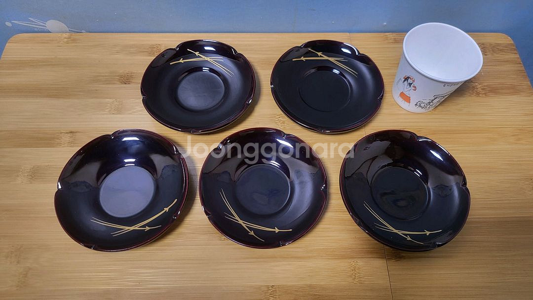 다도용품, 찻잔받침, 목공예품 5개 일괄--1