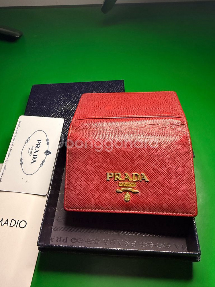 [정품] 프라다(PRADA) 사피아노 레드 반지갑 풀셋--5