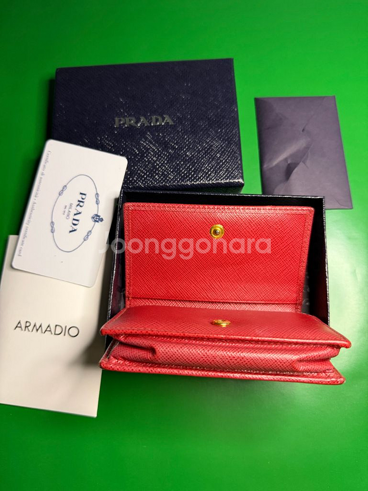 [정품] 프라다(PRADA) 사피아노 레드 반지갑 풀셋--8