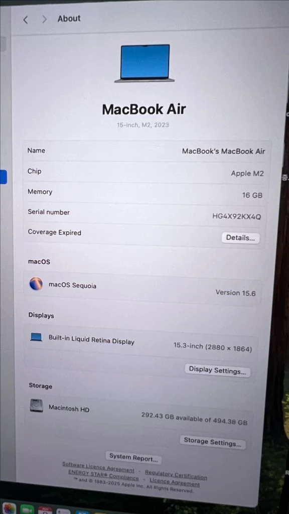맥북 에어 15 M2 16GB/512GB 배터리 97% 이미지