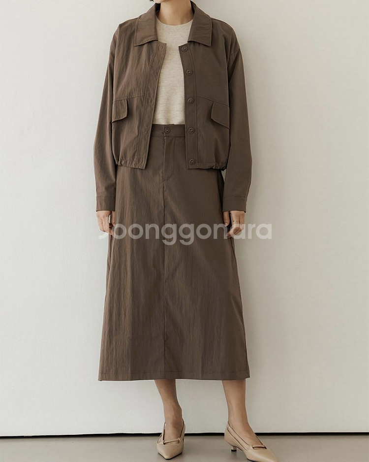 [미착용/새상품] 카라 자켓+밴딩 롱스커트 투피스세트--2