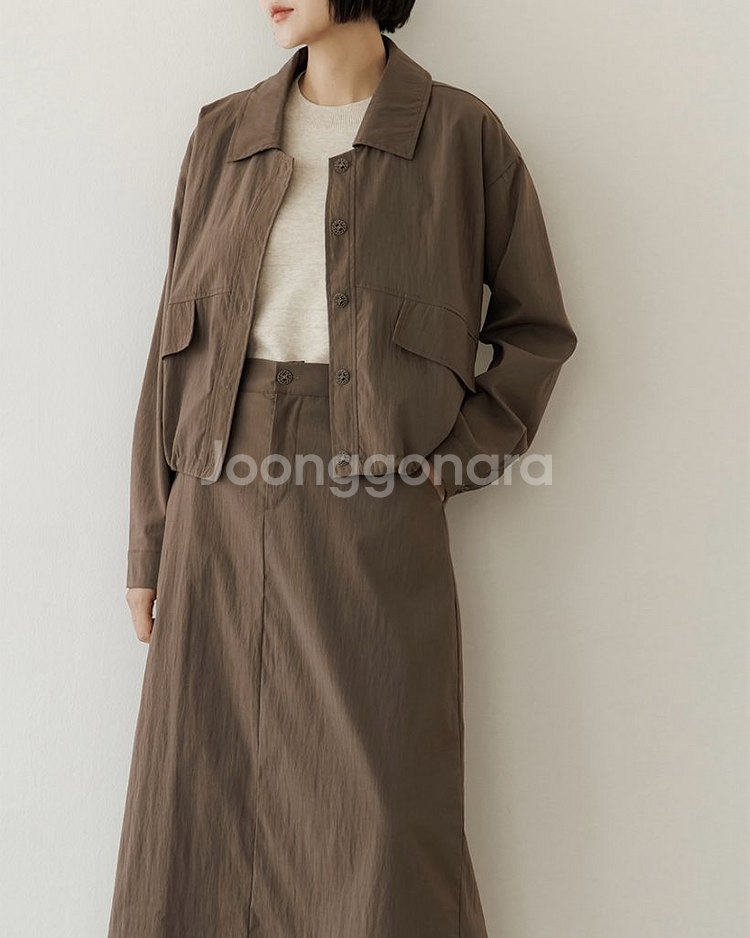 [미착용/새상품] 카라 자켓+밴딩 롱스커트 투피스세트--0