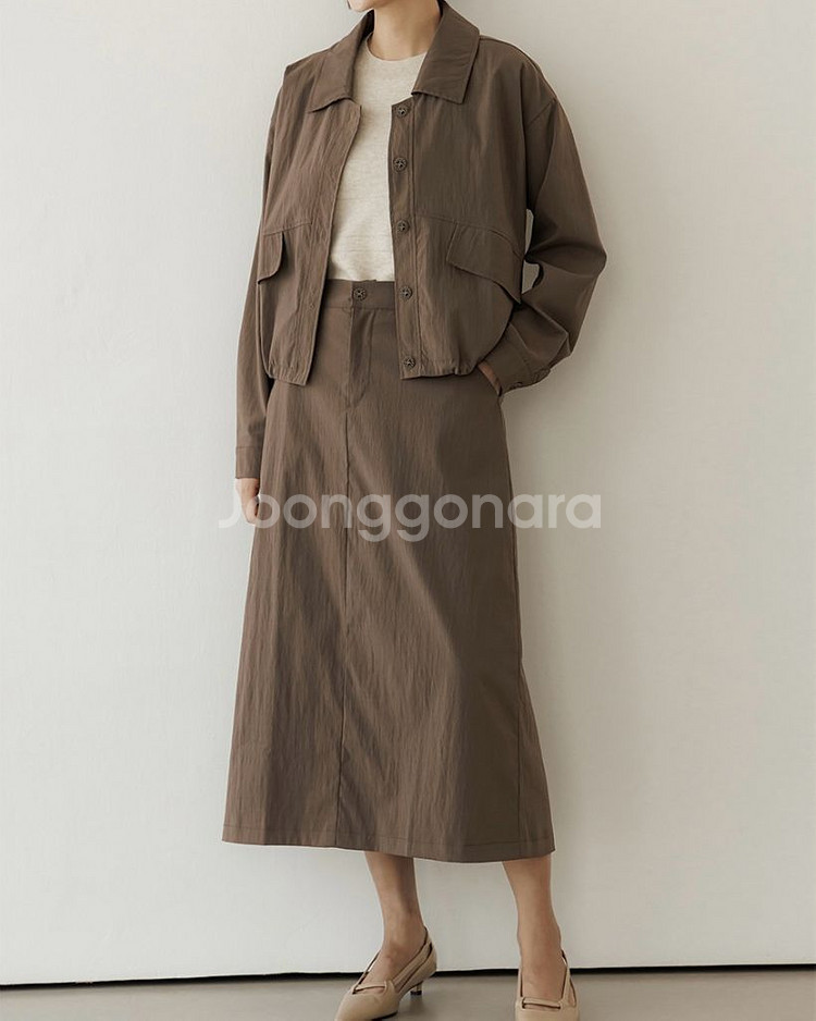 [미착용/새상품] 카라 자켓+밴딩 롱스커트 투피스세트--3