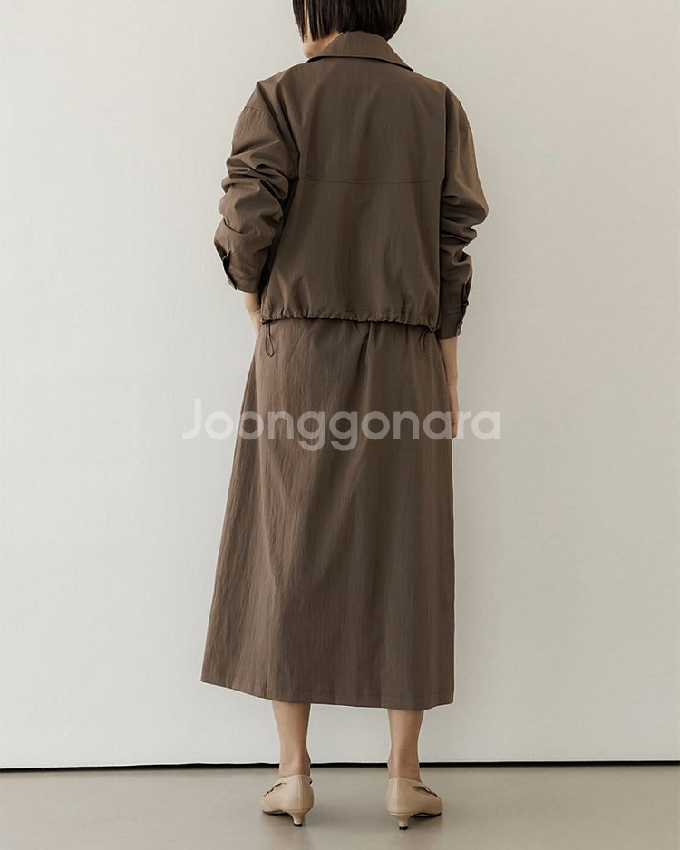 [미착용/새상품] 카라 자켓+밴딩 롱스커트 투피스세트--4