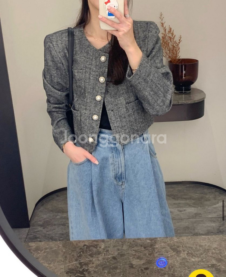 바이씨니 헤링본 셋업 자켓프리 스커트라지--6