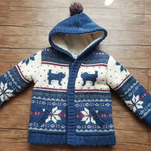 유아동100 3세4세니트가디건 티 털실내화목도리블루독