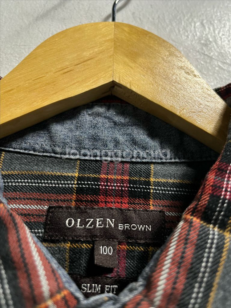 100 Olzen 올젠 체크 셔츠 남방--4