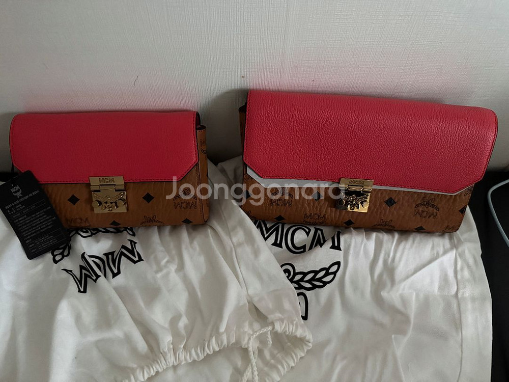 MCM 핑크 브라운 밀리 새상품--0