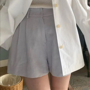 타낫 린넨핀턱쇼츠 블루그레이 M