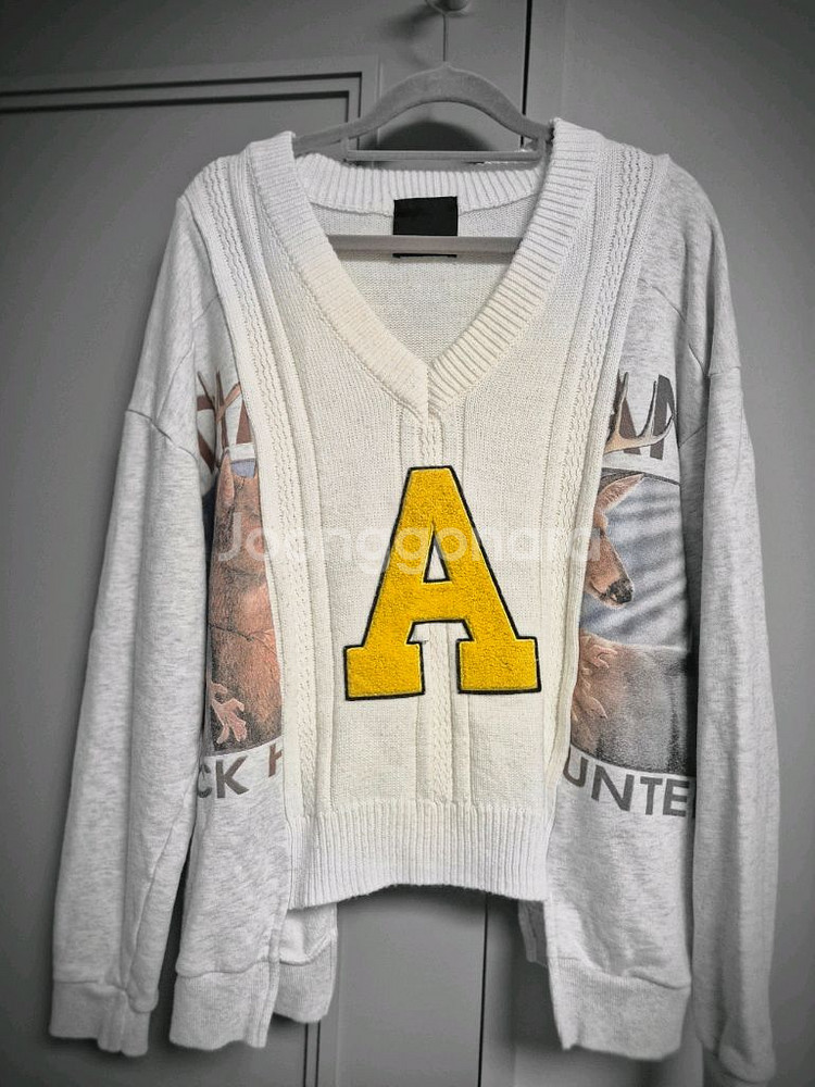 지에르 jierr니트배색 맨투맨 브이넥--0