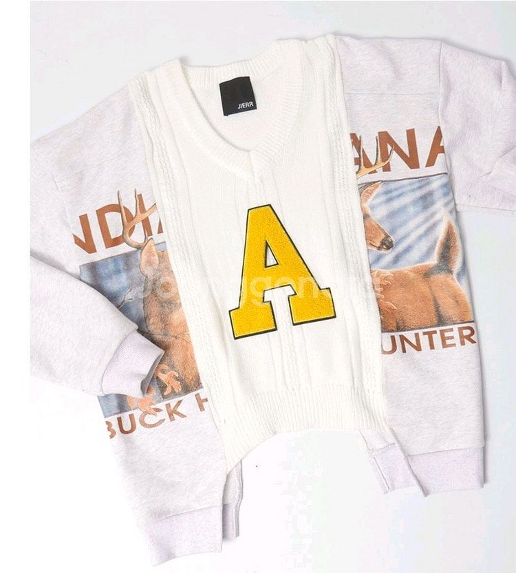 지에르 jierr니트배색 맨투맨 브이넥--1