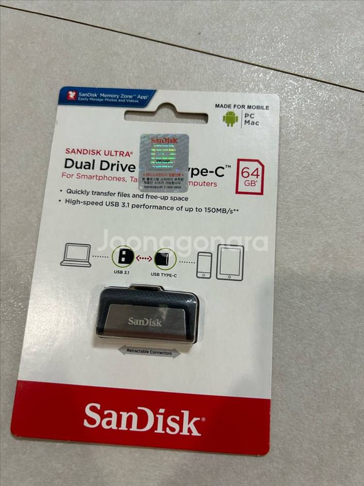 샌디스크 듀얼 드라이브 USB C타입 64GB/ 편택포--0