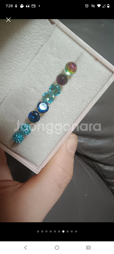 14k 볼 큐빅 이어링--6