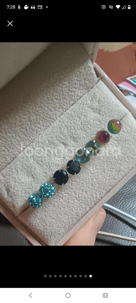 14k 볼 큐빅 이어링--7