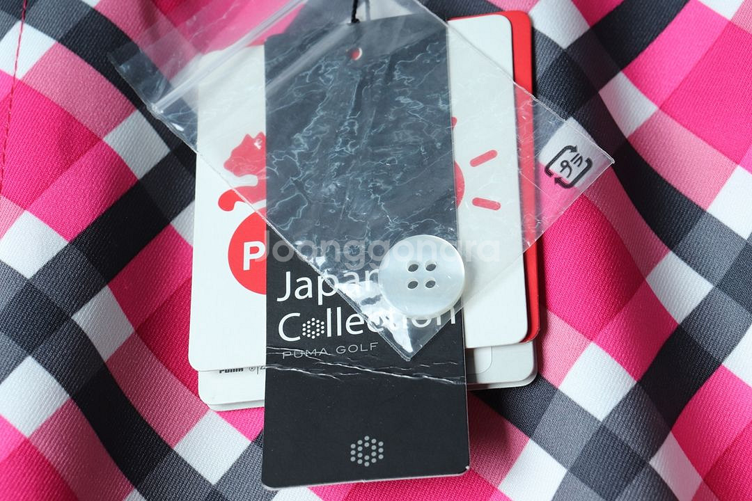 W(XL) 퓨마 슬랙스 경량 바지 새상품 체크 핑크--5