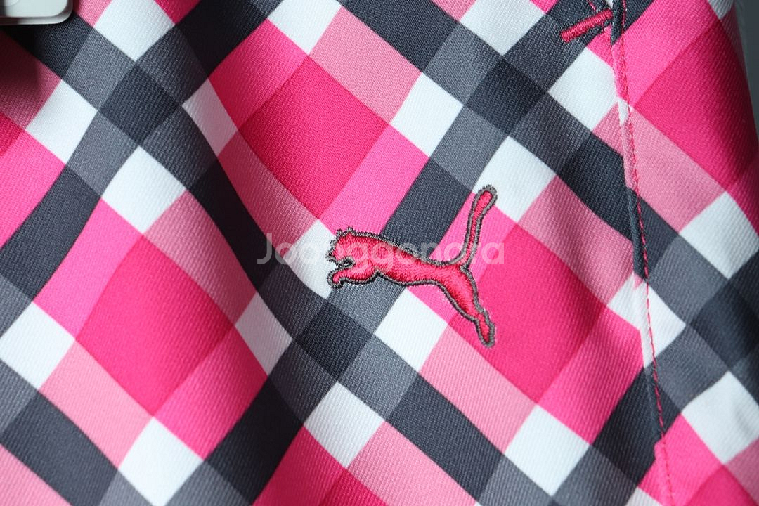 W(XL) 퓨마 슬랙스 경량 바지 새상품 체크 핑크--4