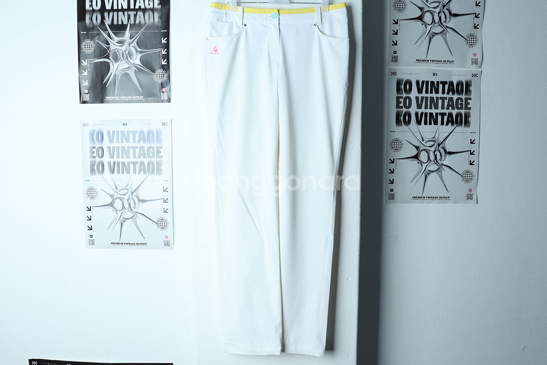 W(L) 르꼬끄 슬랙스 경량 바지 골프 화이트--1