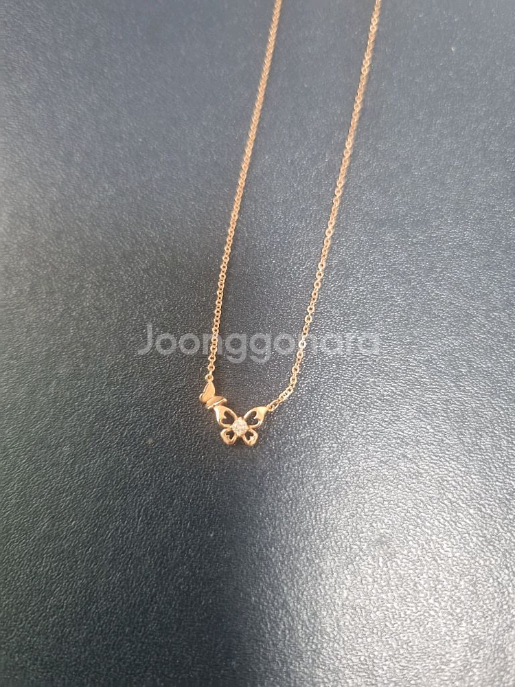 14k 로즈골드 천연다이아나비 목걸이 백화점정품--0