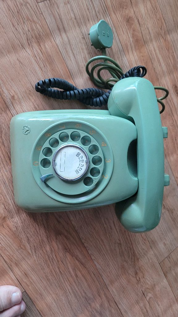 녹두색다이알전화기--5