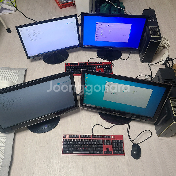 컴퓨터 세트 듀얼 모니터 pc 데스크탑--0