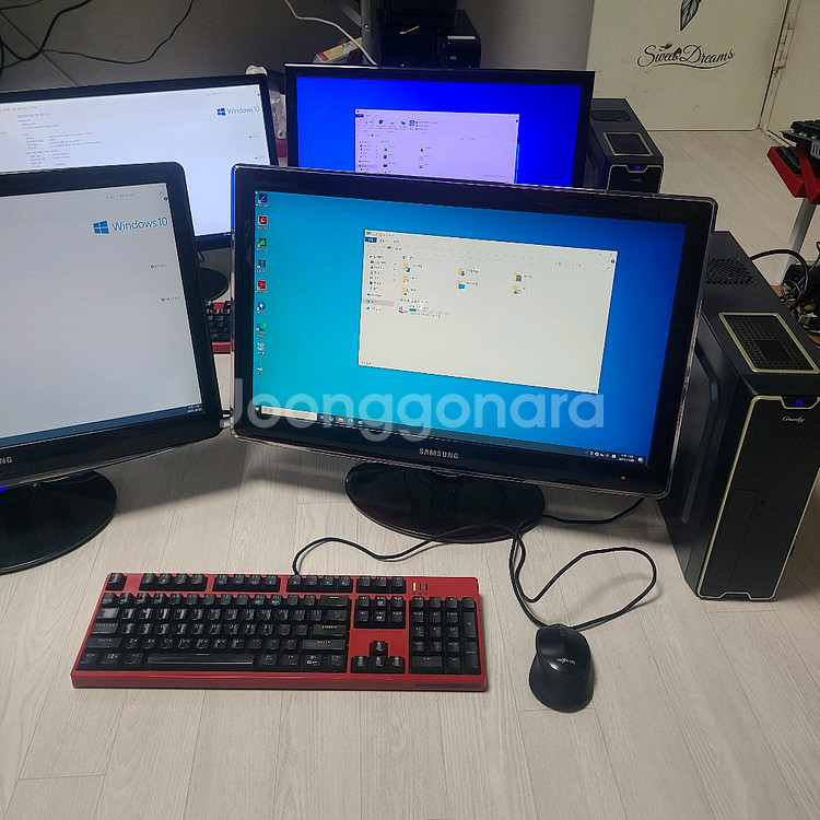 컴퓨터 세트 듀얼 모니터 pc 데스크탑--1