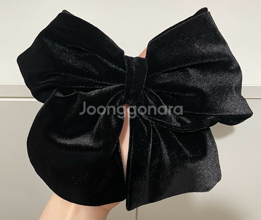 [새제품] 벨벳 왕리본핀 포인트 자동헤어핀--1