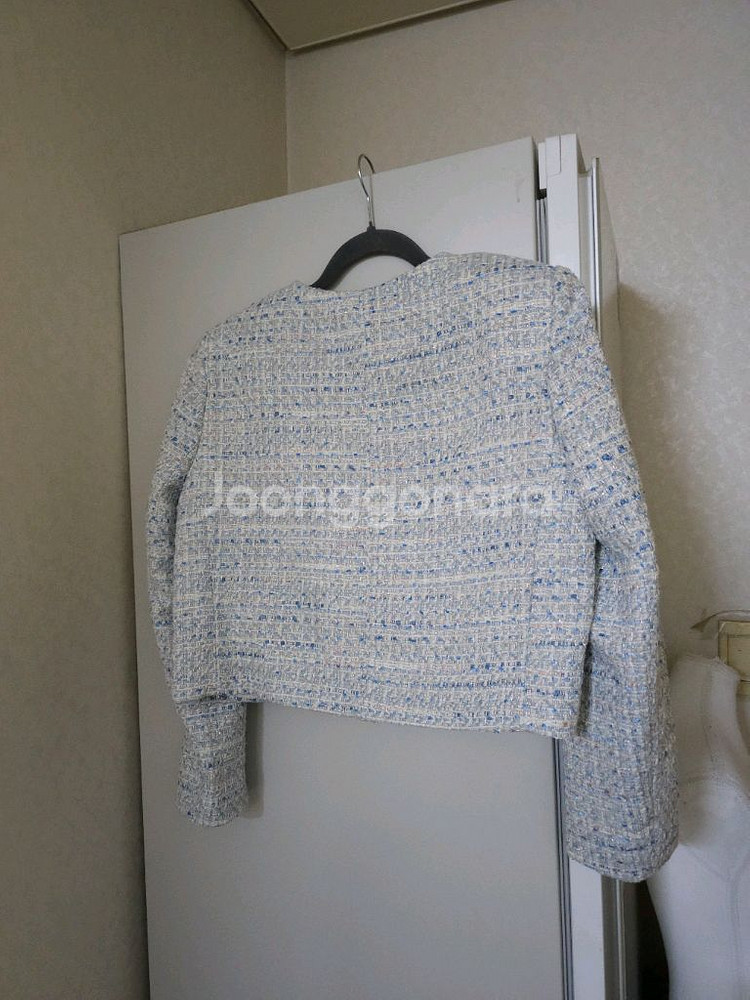 자라 트위드 크롭 자켓 블루--3