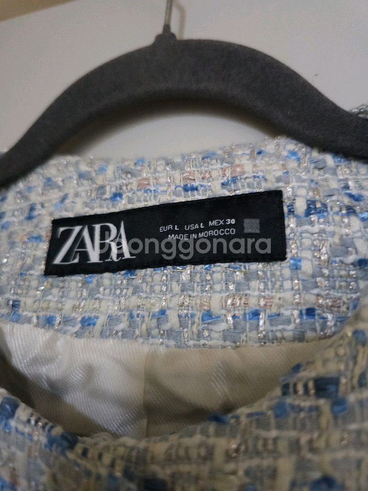 자라 트위드 크롭 자켓 블루--2