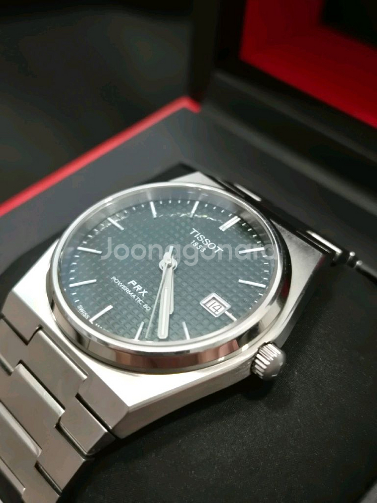 티쏘 prx 40mm 오토매틱 녹판 + 정품 스트랩--2