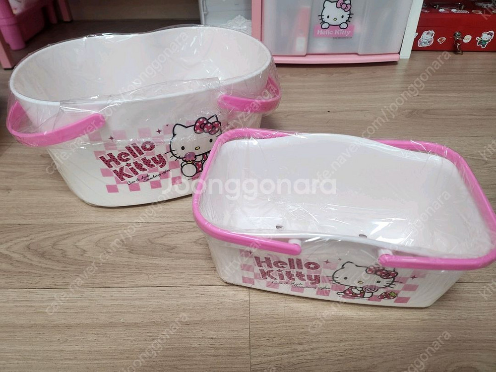 키티 다용도 바구니 목욕바구니 소,대 사이즈 보관함--0