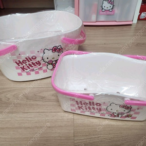 키티 다용도 바구니 목욕바구니 소,대 사이즈 보관함