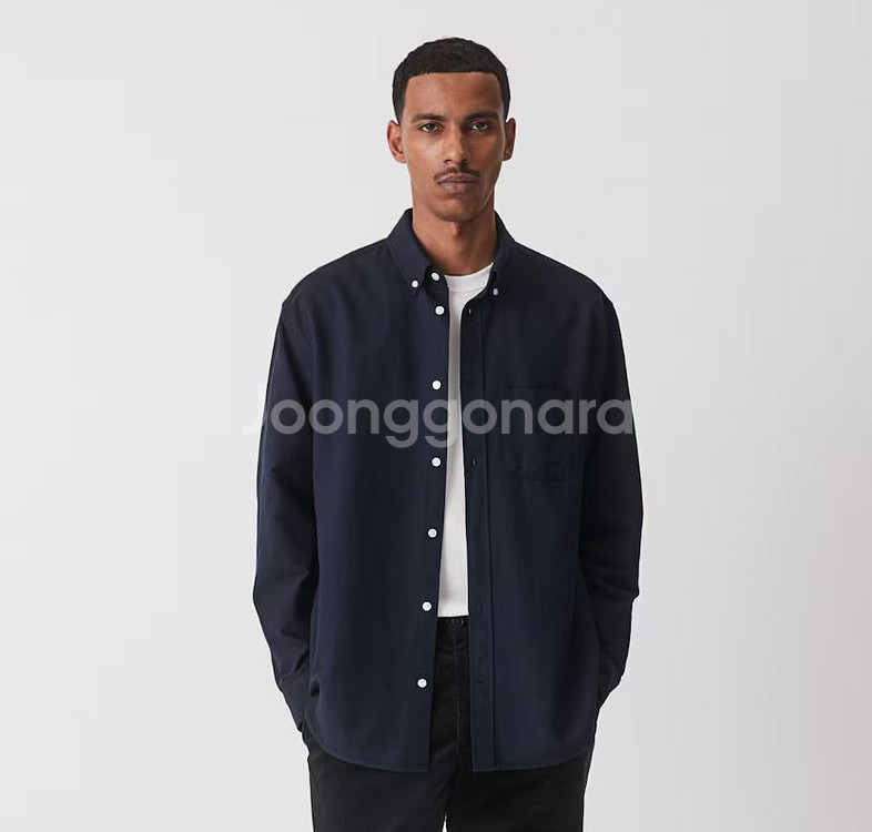 H&M 옥스포드셔츠 네이비--0