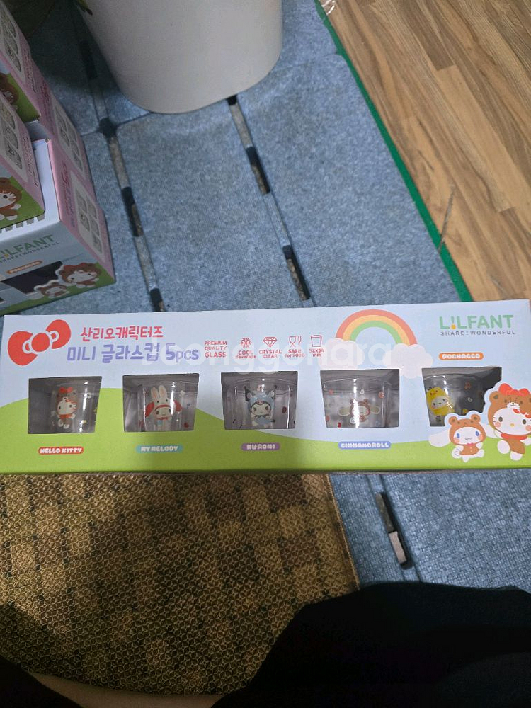 산리오 미니 글라스컵 5개 1세트--0